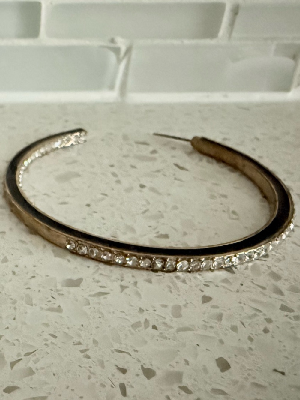 Large 2.5” Rhinestone Black & Gold Crystal-Accented Hoop Earrings